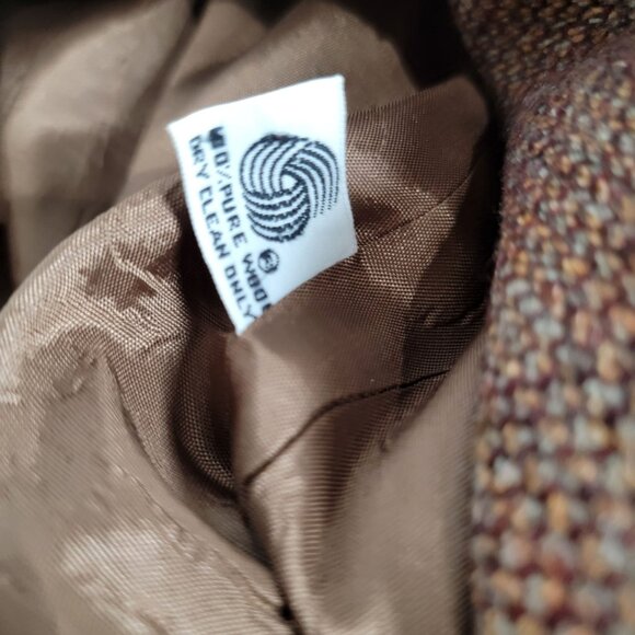 Vintage Cross Country Fashions Womens Wool Tweed Blazer Brown Three-Button - Picture 8 of 11